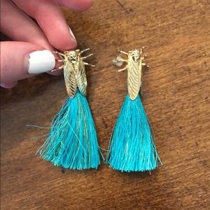 Silk Tassel Beetle Earrings